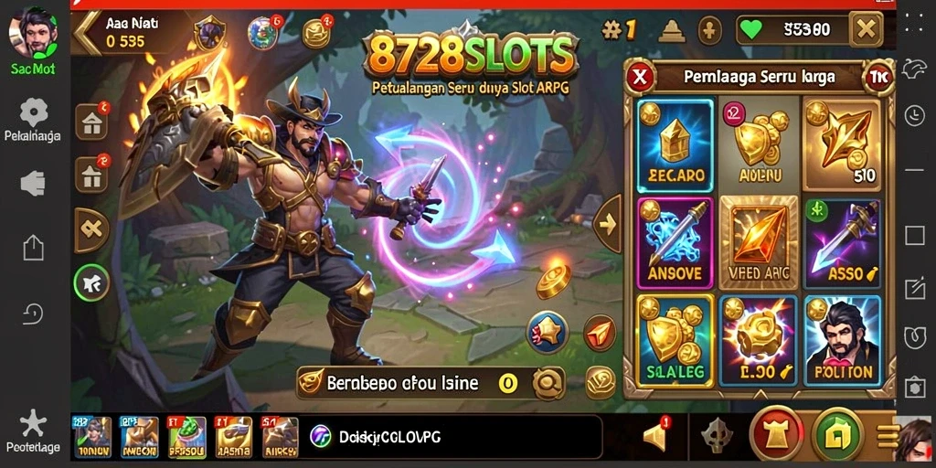 Tampilan gameplay seru dalam 8728SLOTS yang kombinasikan slot dan petualangan.