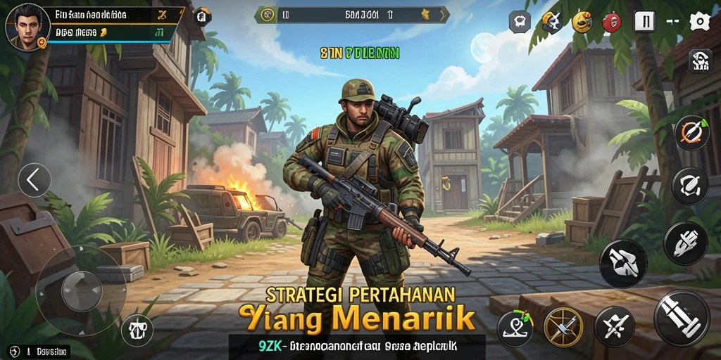 Screenshot gameplay <strong>9ZK</strong> yang menunjukkan pertempuran taktis dan strategi.