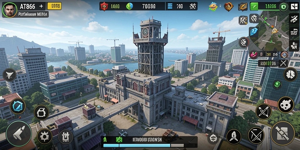 Screenshot gameplay AT866 menampilkan strategi pertahanan menara yang mendebarkan.