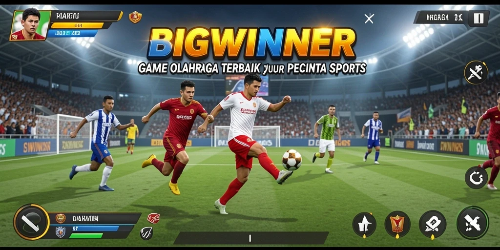 Screenshot tampilan gameplay BIGWINNER dengan aksi olahraga mendebarkan.
