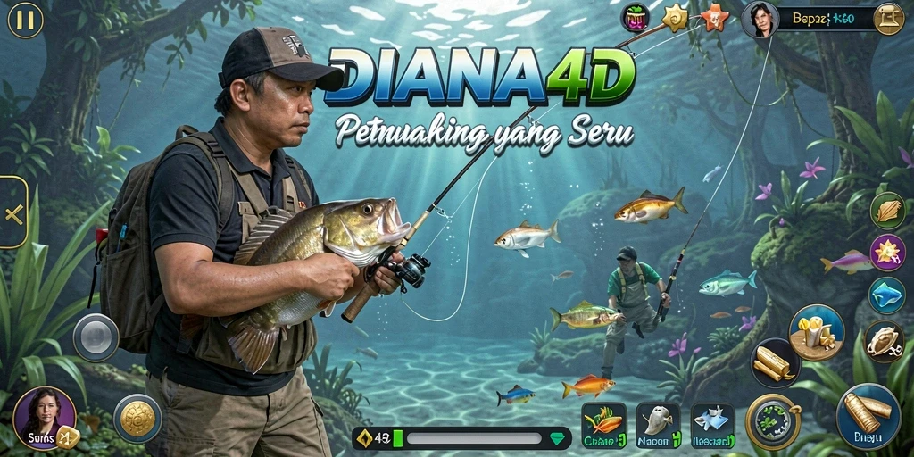 Gameplay seru dalam DIANA4D dengan aksi memancing yang menegangkan.