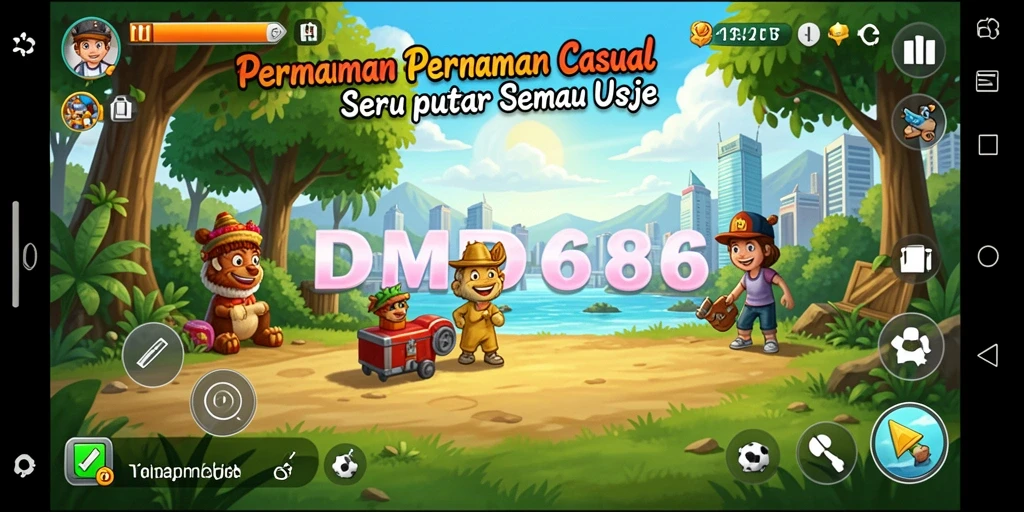 Tampilan gameplay DMD686 yang ceria dan menarik.