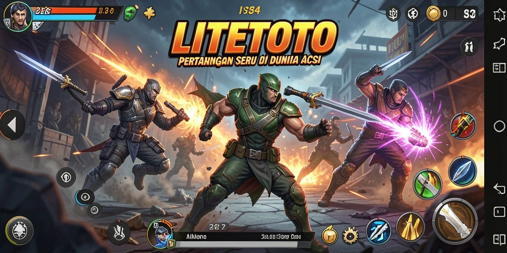 Screenshot tampilan gameplay LITETOTO menampilkan aksi pertarungan yang mendebarkan.