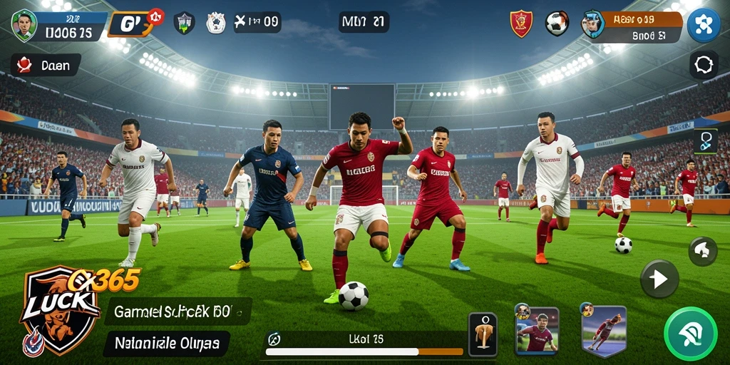 Gameplay LUCK365 menampilkan momen seru dalam pertandingan sepak bola.