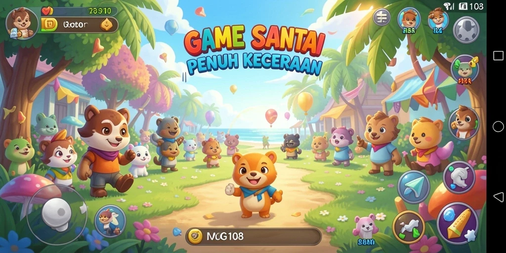 Screenshot gameplay MG108 yang memperlihatkan momen seru dan penuh warna.