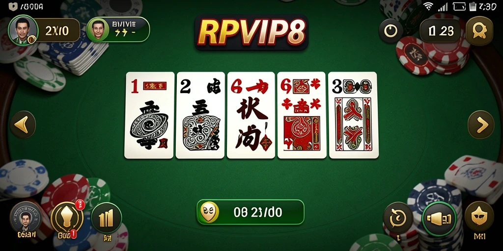 Screenshot dari gameplay seru RPVIP8 menunjukkan kompetisi Domino.
