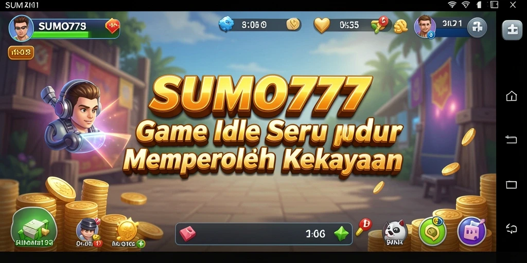 Tampilan gameplay Idle SUMO777 yang menarik dan penuh warna.