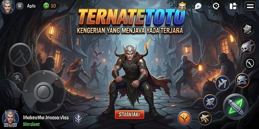 Screenshot gameplay TERNATETOTO dengan suasana seram yang sangat menakutkan.